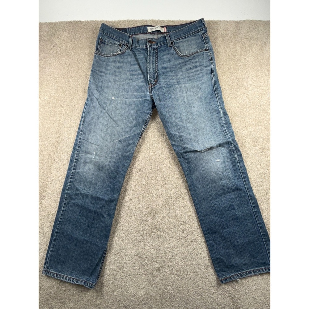 Levi's 505 Jeans Mens 36x30 Blue Regular Fit Everyday Wear Cotton Straight Leg